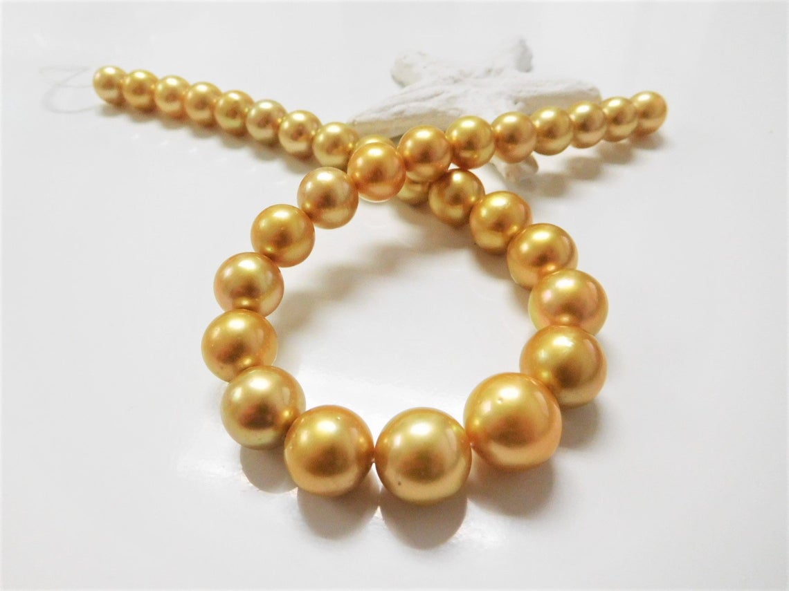 10-12mm Light Golden South Sea Pearl Necklace Strands – Continental Pearl  Loose Pearl, Pearl Necklaces & Jewelry