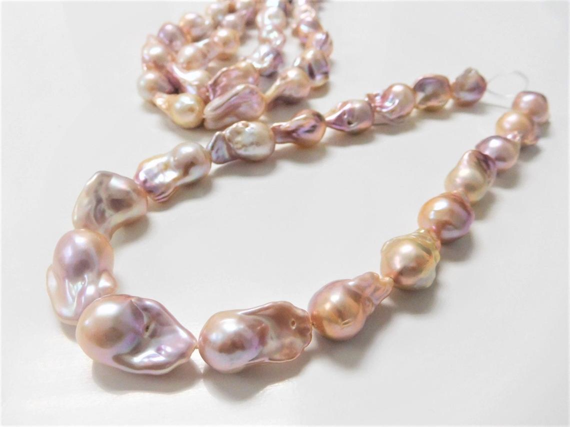 natural 12-15mm natural freshwater pearl necklace genuine very light FREE  shipping