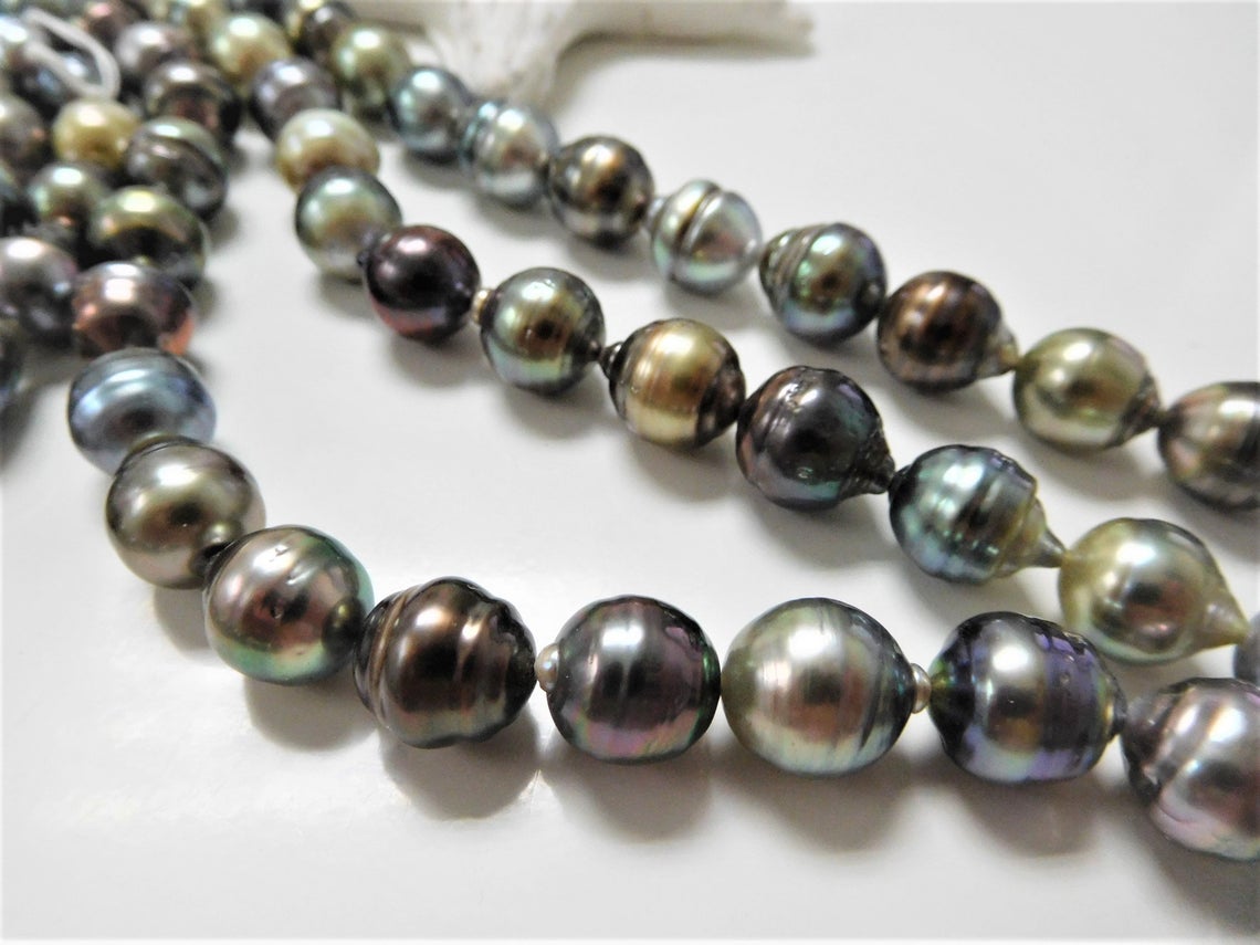 8-12mm Multi-Color Circle-Drop/Baroque Tahitian Necklace Strands ...