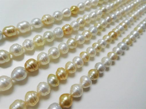 8-10mm White and Gold Circle-Drop/ Baroque South Sea Pearl Necklace Strands  – Continental Pearl Loose Pearl, Pearl Necklaces & Jewelry