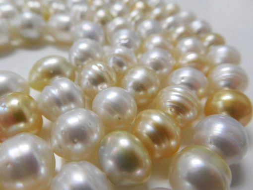 classic 9-10mm south sea white pearl necklace 36inch 14K Gilded Button JN1111 