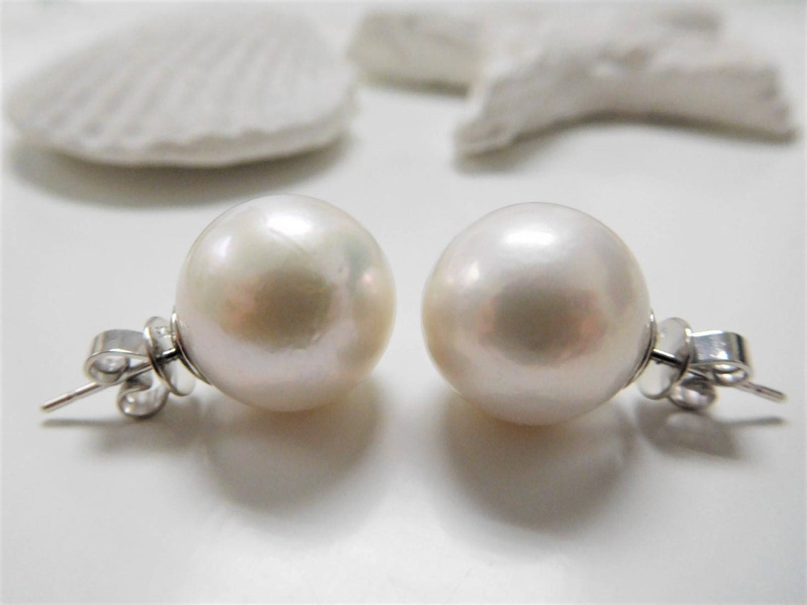 Fresh Water / Edison Pearl Earrings with Sterling Silver Backings ...