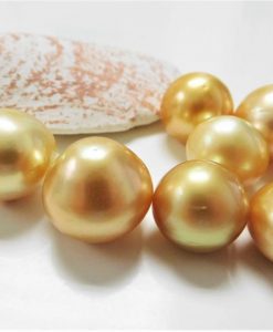 A pair 11x15MM natural south sea genuine gold pink loose pearl half drilled 
