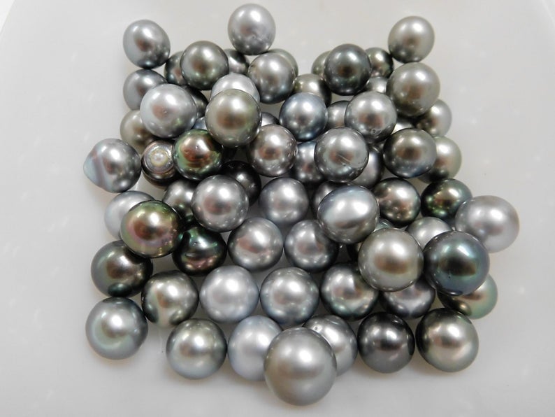 12-13mm Silver Near-Round/Fat-Button Tahitian Loose Pearls ...