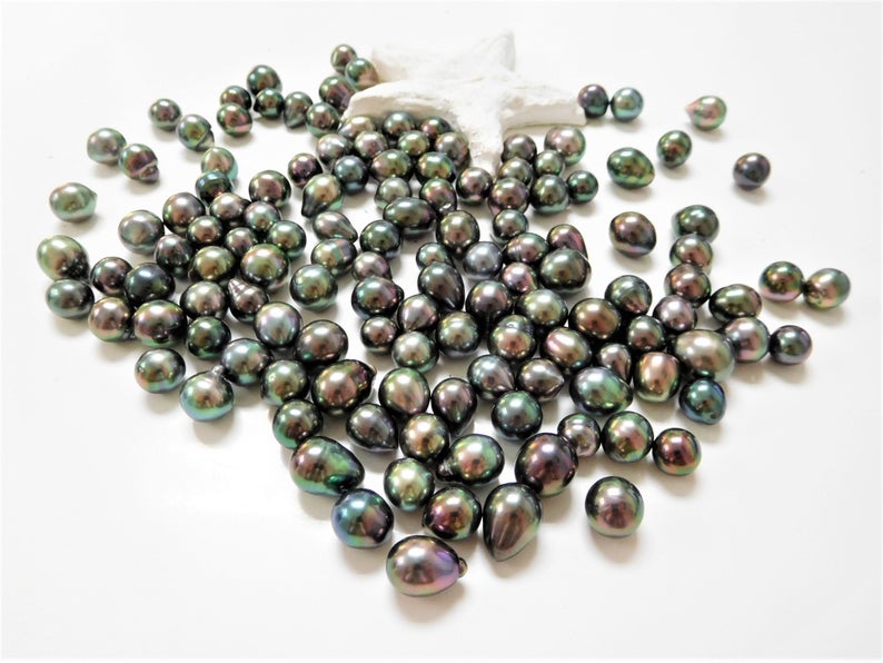 8-12mm Super-Peacock Drop/Baroque Loose Tahitian Pearls – Continental ...