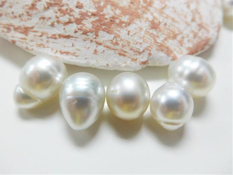 Genuine white 9mm perfect round match pair loose south sea pearl half drilled 