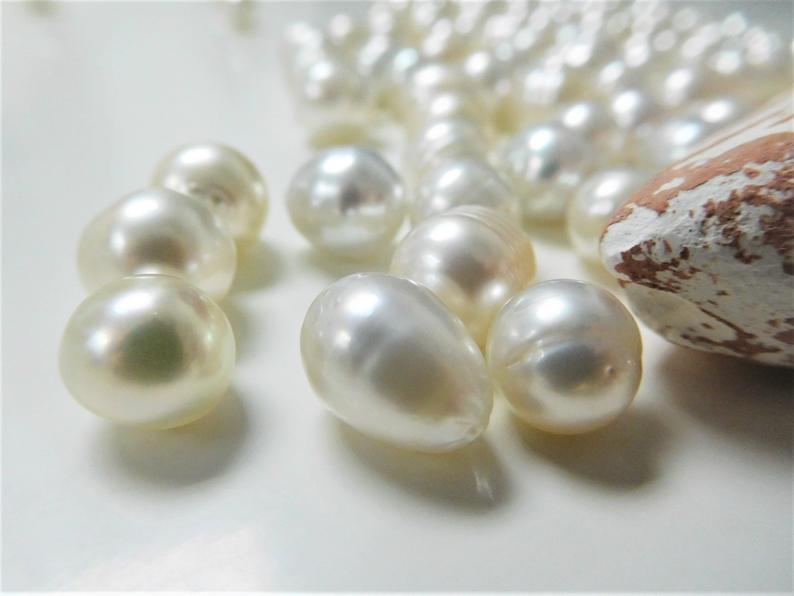 White South Sea Loose Pearls, AAA, Semi Round 100% Natural Color 
