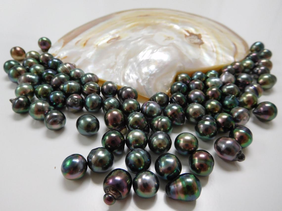 9-12mm Super-Peacock Circle-Drop/Baroque Loose Tahitian Pearls ...